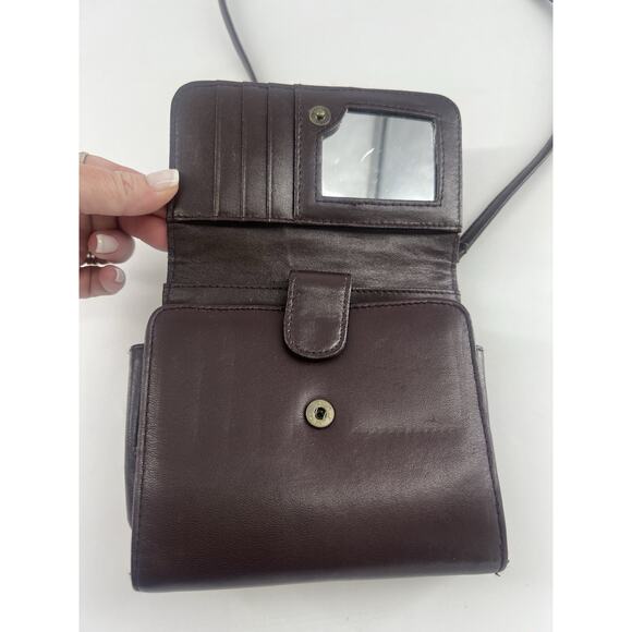 Vintage Etienne Aigner Crossbody Shoulder Bag Brown Leather Antique Brass Small - Picture 4 of 11